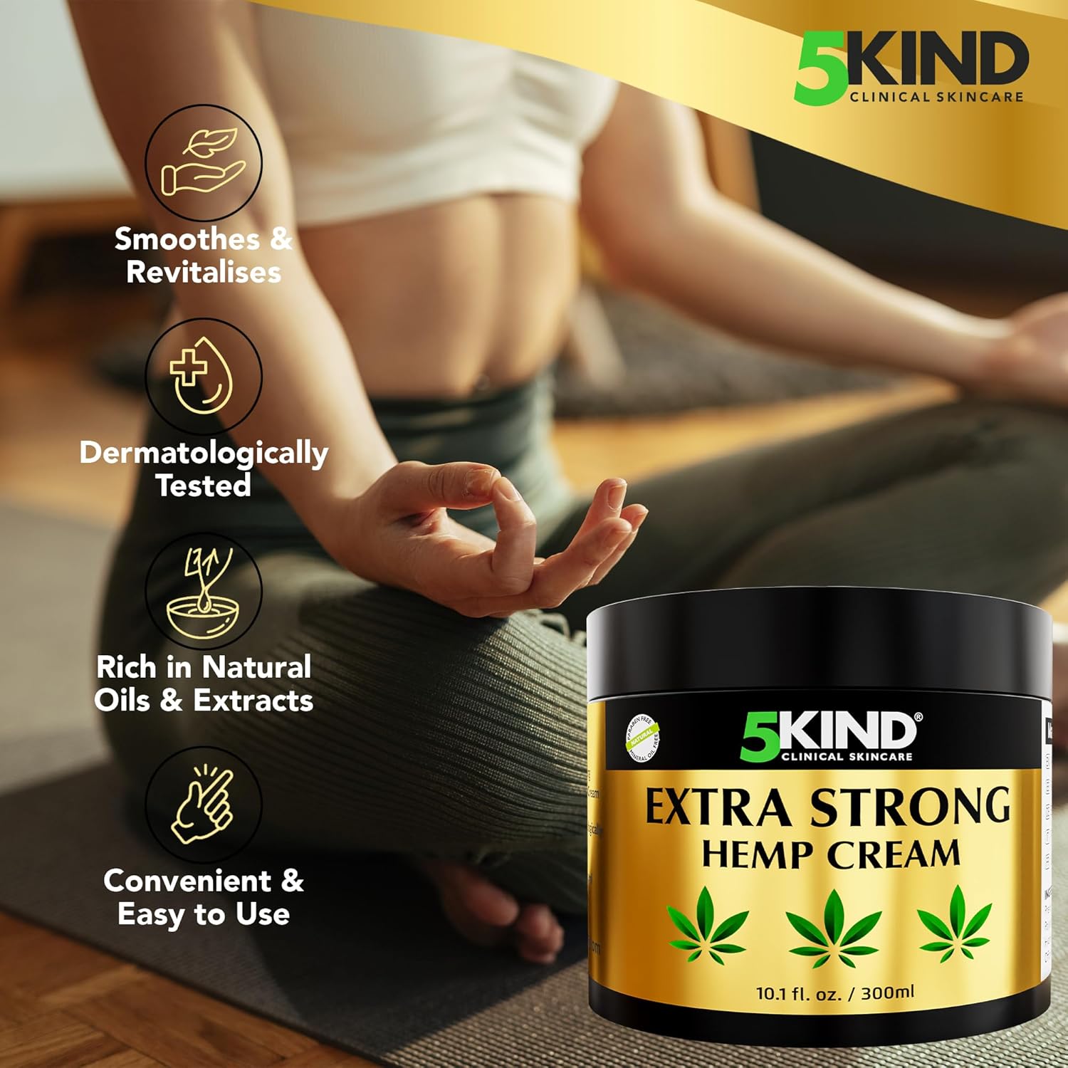 5KIND Hemp Cream - Smoothes & Revitalises, Dermatologically Tested, Rich in Natural Oils