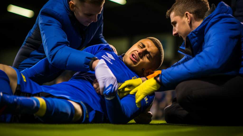 Stockport match halted after players signal for help following head collision