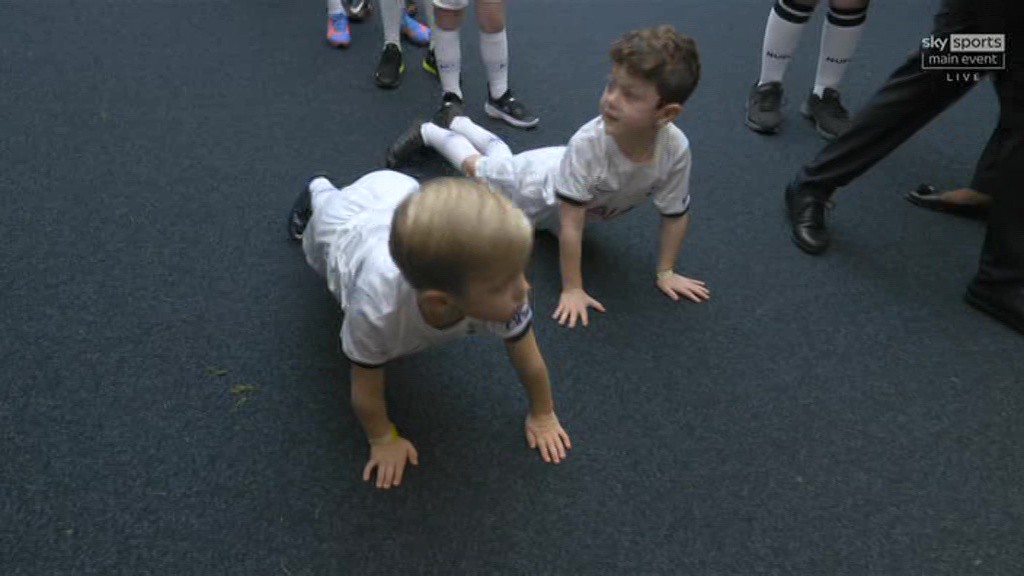 Mascot warms up at Tottenham v Newcastle, Sky Sports