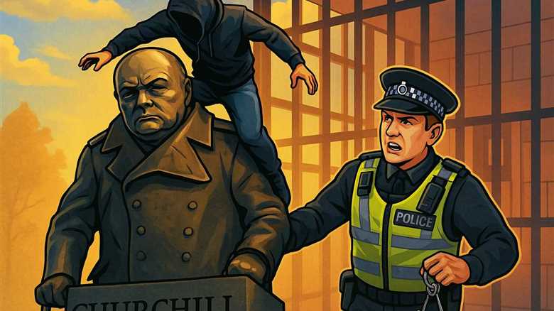 Climb on Churchill's statue? Get ready for a prison cell, you absolute muppets